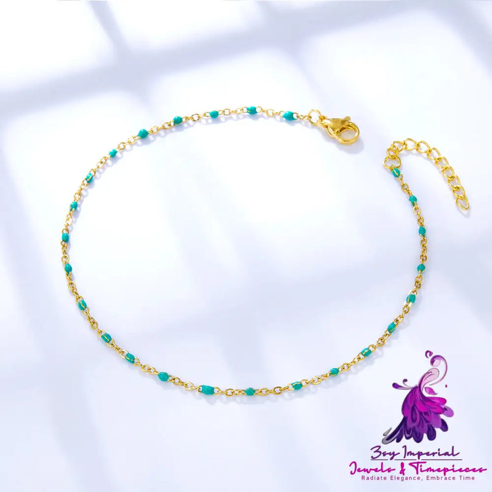 Retro Colored Bead Anklet