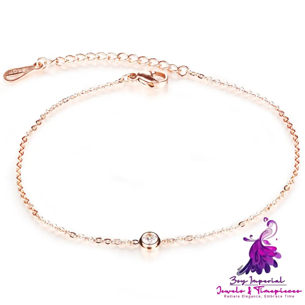 Cubic Zirconia Rose Gold Anklet