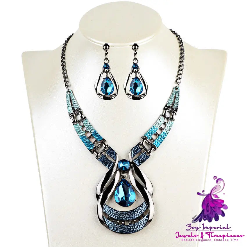 Blue Jewel Necklace Set