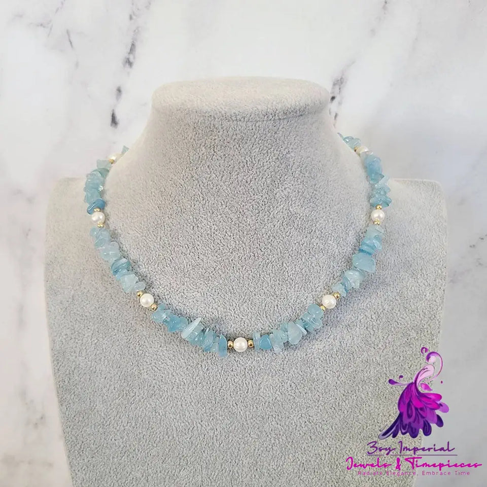 Aquamarine Natural Stone Necklace