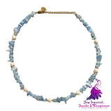 Aquamarine Natural Stone Necklace