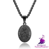 Titanium Steel Pendant Black Archangel Necklace