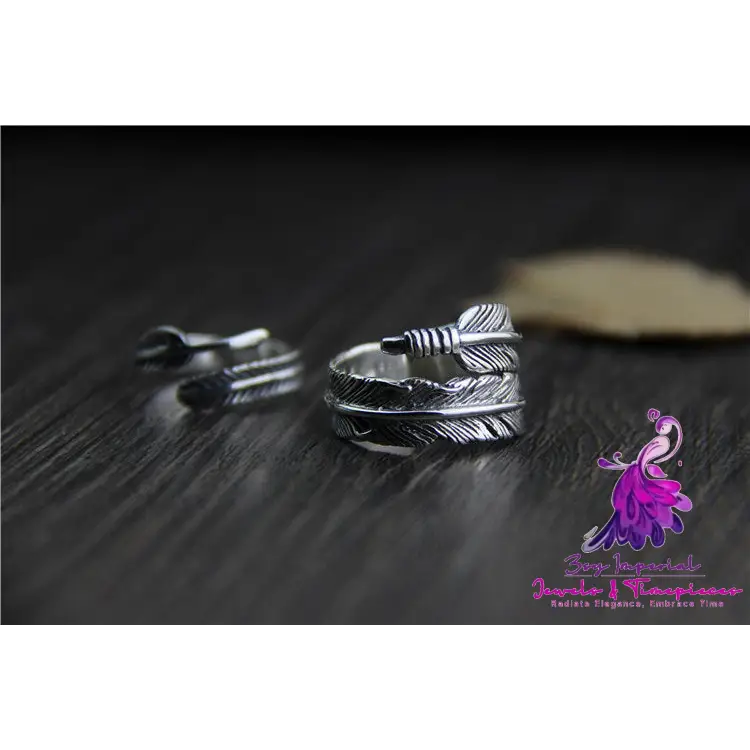 Punk Feathers Arrow Ring