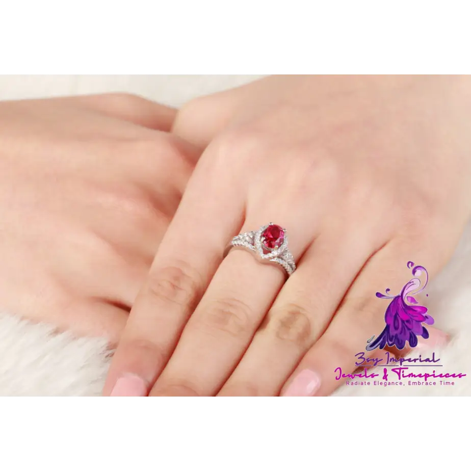 Red Corundum Diamond Ring