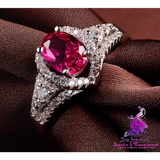 Red Corundum Diamond Ring