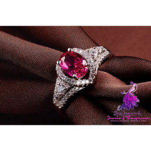 Red Corundum Diamond Ring