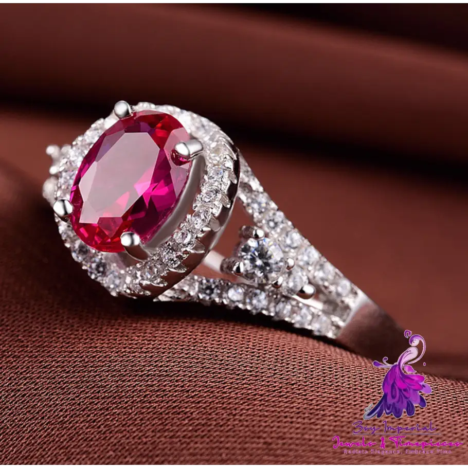 Red Corundum Diamond Ring