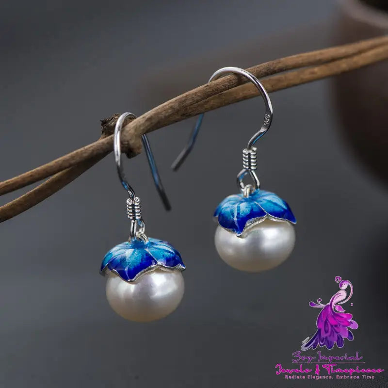 Cloisonne Pearl Earrings