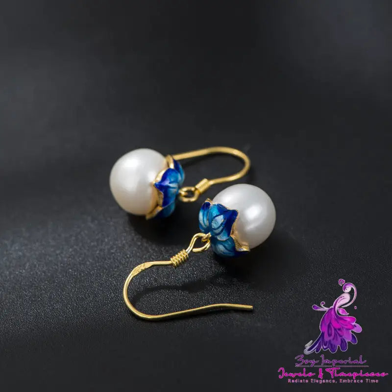 Cloisonne Pearl Earrings