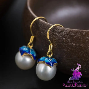 Cloisonne Pearl Earrings