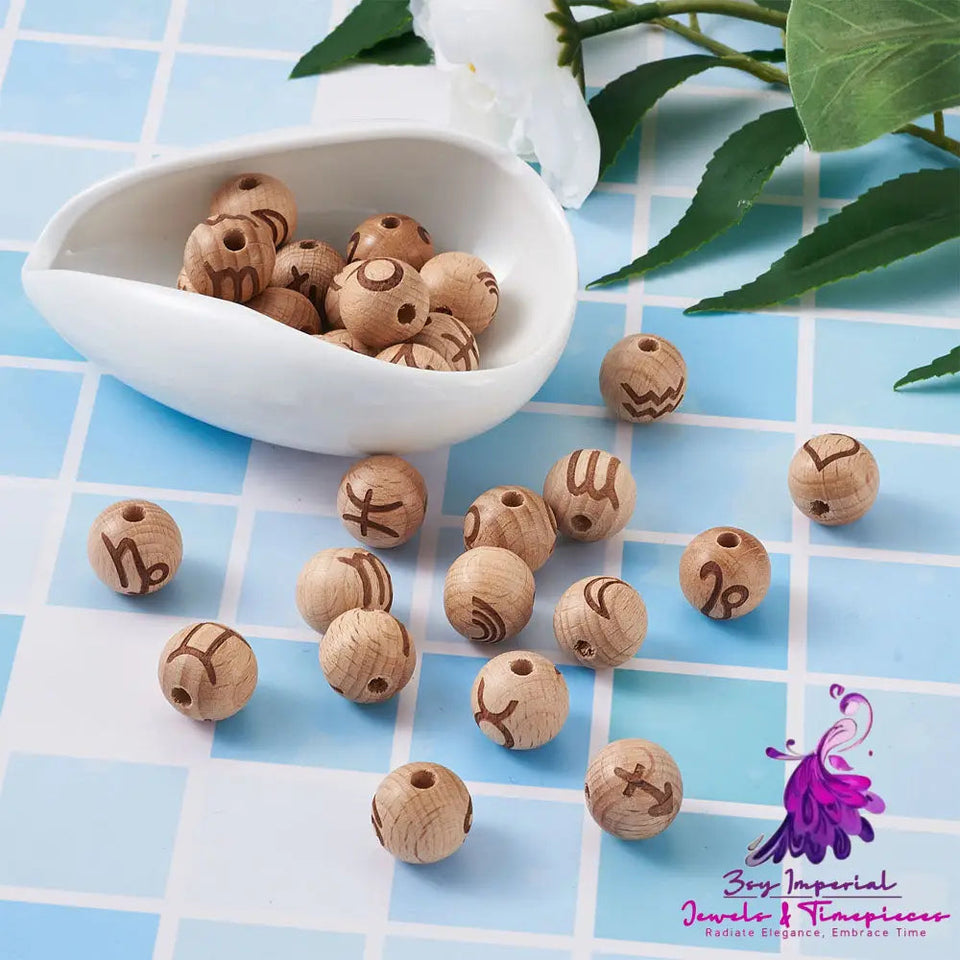 16-20mm Beech Wood 12 Constellation Beads