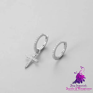 Asymmetric Diamond Cross Earrings