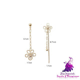 Asymmetric Flower Crystal Earrings