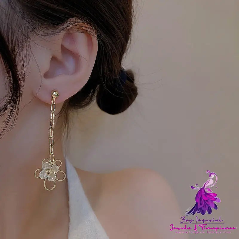 Asymmetric Flower Crystal Earrings