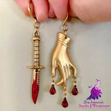 Asymmetric Gilded Bohemian Dagger Earrings