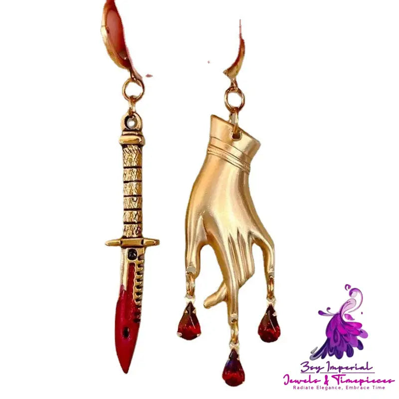 Asymmetric Gilded Bohemian Dagger Earrings