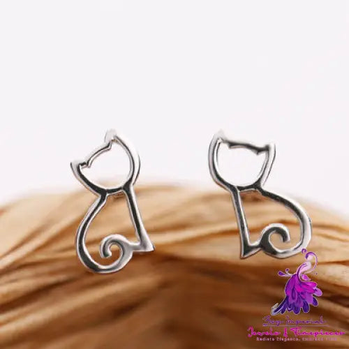 Playful Kitty Sterling Silver Earrings