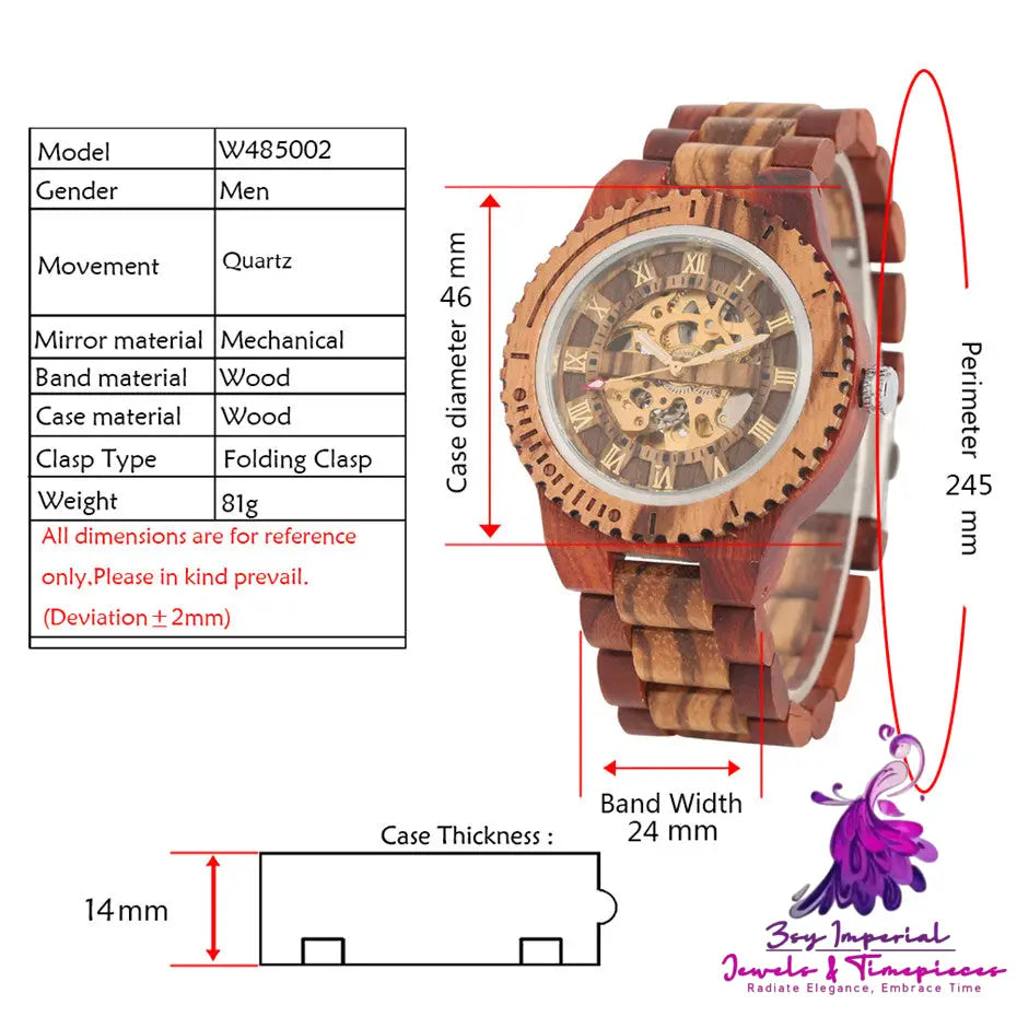 Bamboo Wood Creative Gear Mechanical Watch