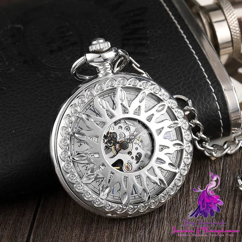 Engraved Hollow Automatic Mechanical Pocket Watch