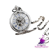 Engraved Hollow Automatic Mechanical Pocket Watch