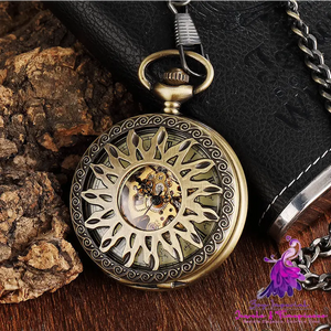 Engraved Hollow Automatic Mechanical Pocket Watch