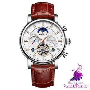 Fashion Leather Diamond Men’s Tourbillon Watch