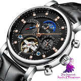 Fashion Leather Diamond Men’s Tourbillon Watch