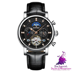 Fashion Leather Diamond Men’s Tourbillon Watch