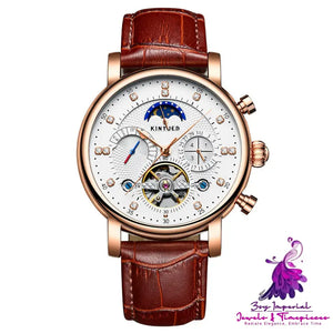 Fashion Leather Diamond Men’s Tourbillon Watch