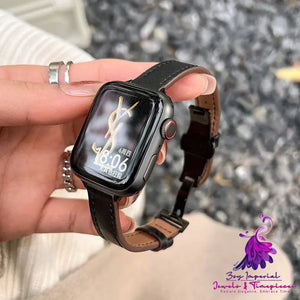 Autumn and Winter Butterfly Buckle Genuine Leather Strap