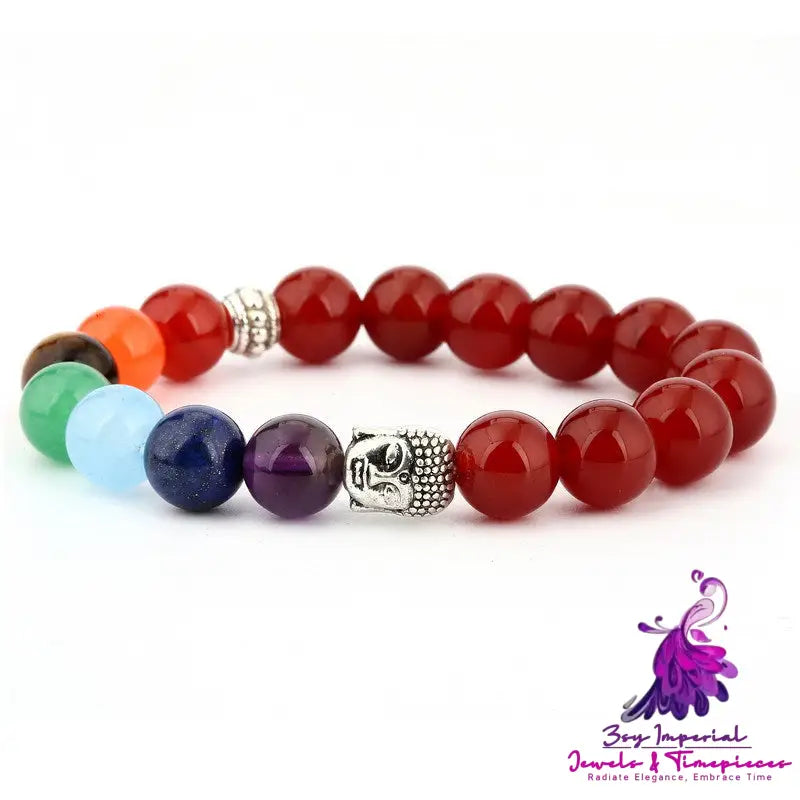 Chakra Bracelet with Natural Green Agate