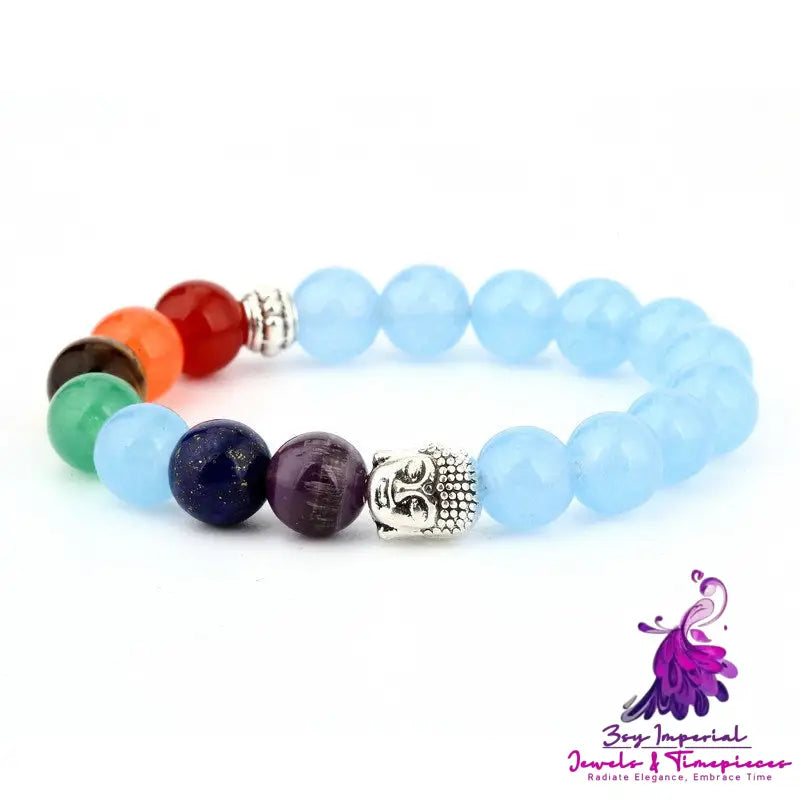 Chakra Bracelet with Natural Green Agate