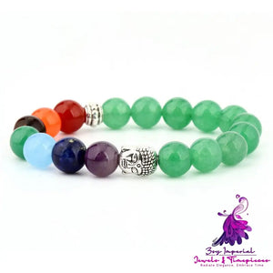 Chakra Bracelet with Natural Green Agate