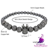 Copper Bead Micro-inlaid 8mm Rhinestone Ball Crown Bracelet