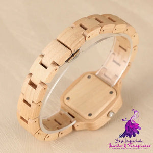 Bamboo Wood Square Gold Digital Face Watch