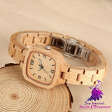 Bamboo Wood Square Gold Digital Face Watch