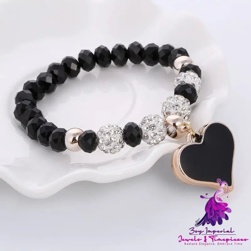 Crystal Butterfly Elastic Heart Bracelet