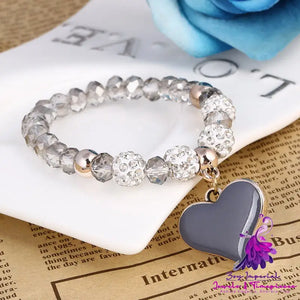 Crystal Butterfly Elastic Heart Bracelet