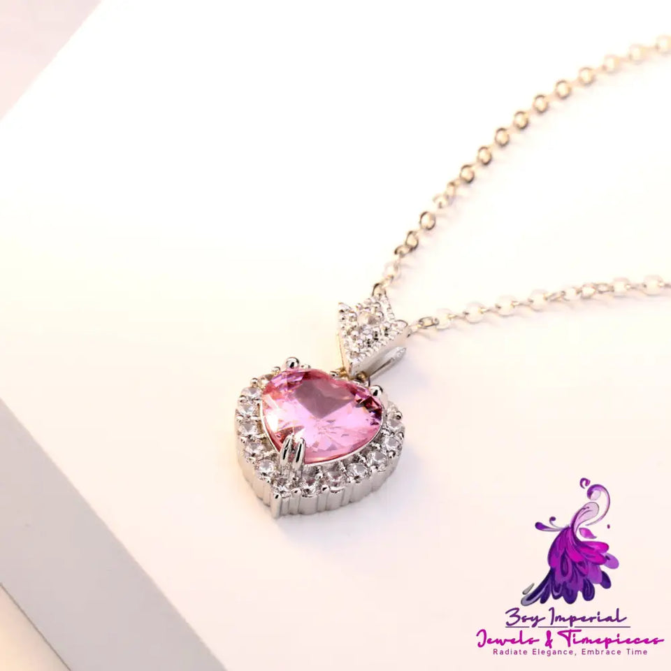 Micro-Set Zircon Heart Necklace