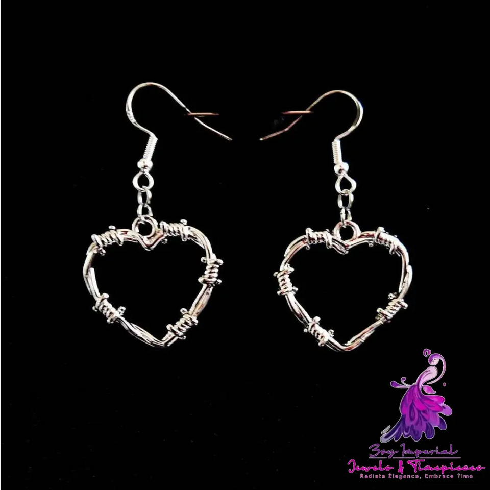 Barbed Wire Heart Earrings