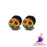 Retro Ethnic Round Cake Barbell Earrings