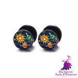 Retro Ethnic Round Cake Barbell Earrings