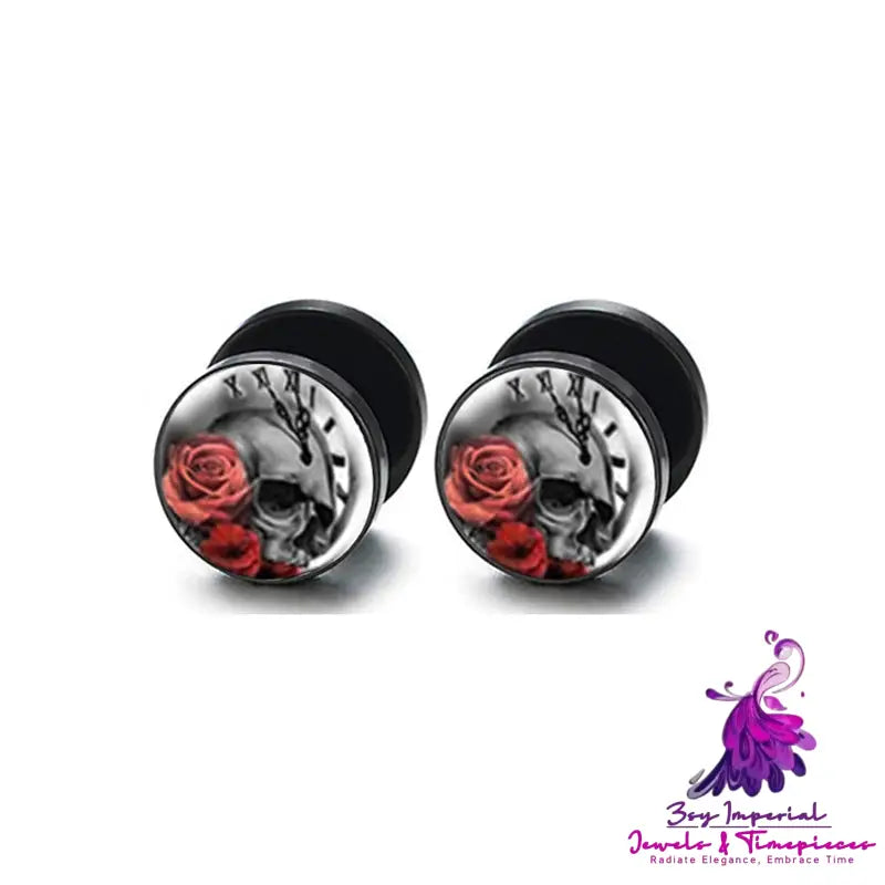 Retro Ethnic Round Cake Barbell Earrings