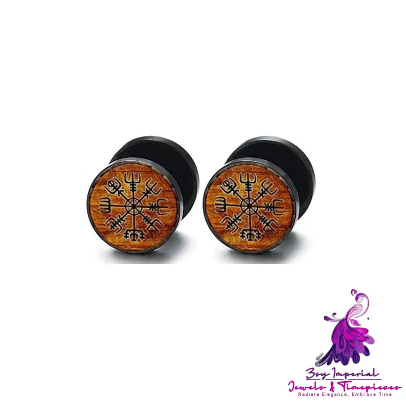 Retro Ethnic Round Cake Barbell Earrings