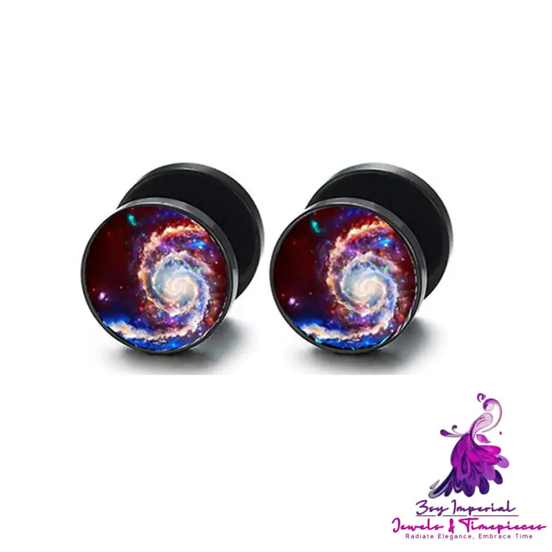 Retro Ethnic Round Cake Barbell Earrings