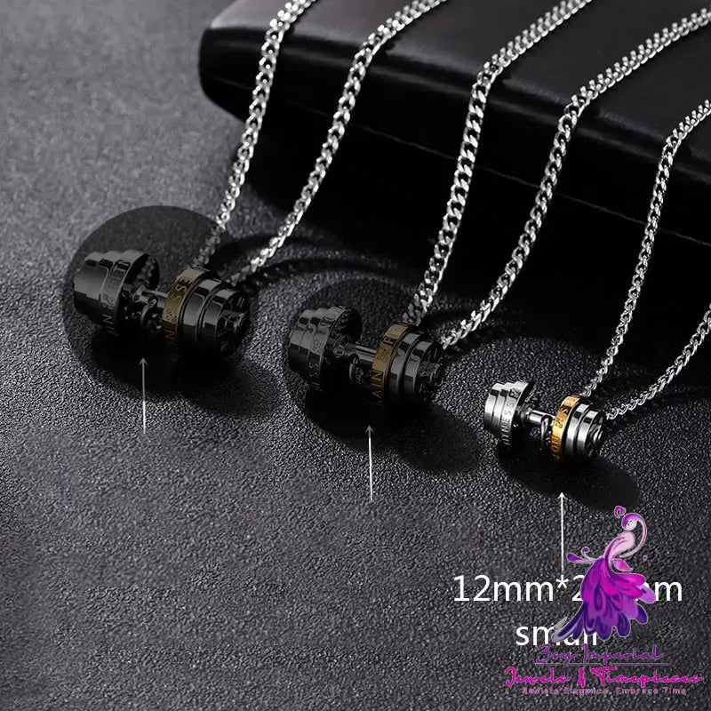 Stainless Steel Weights Gym Barbell Necklace Men