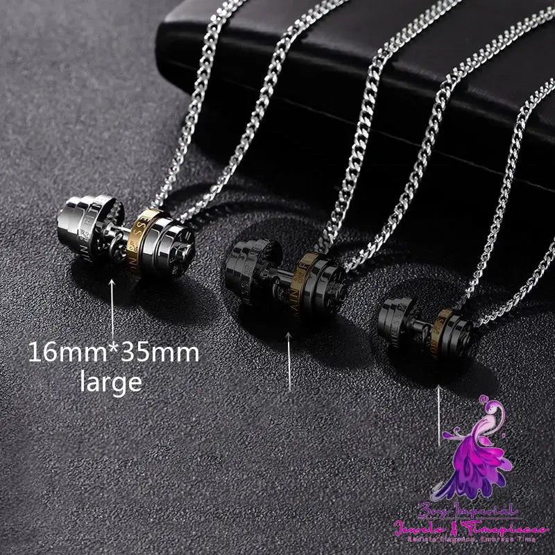 Stainless Steel Weights Gym Barbell Necklace Men