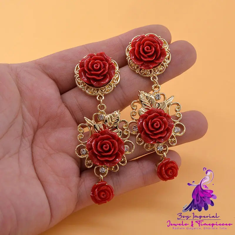 Baroque Retro Red Earrings