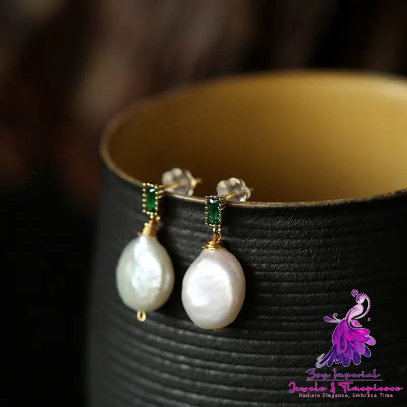 Natural Freshwater Baroque Pearl Earrings