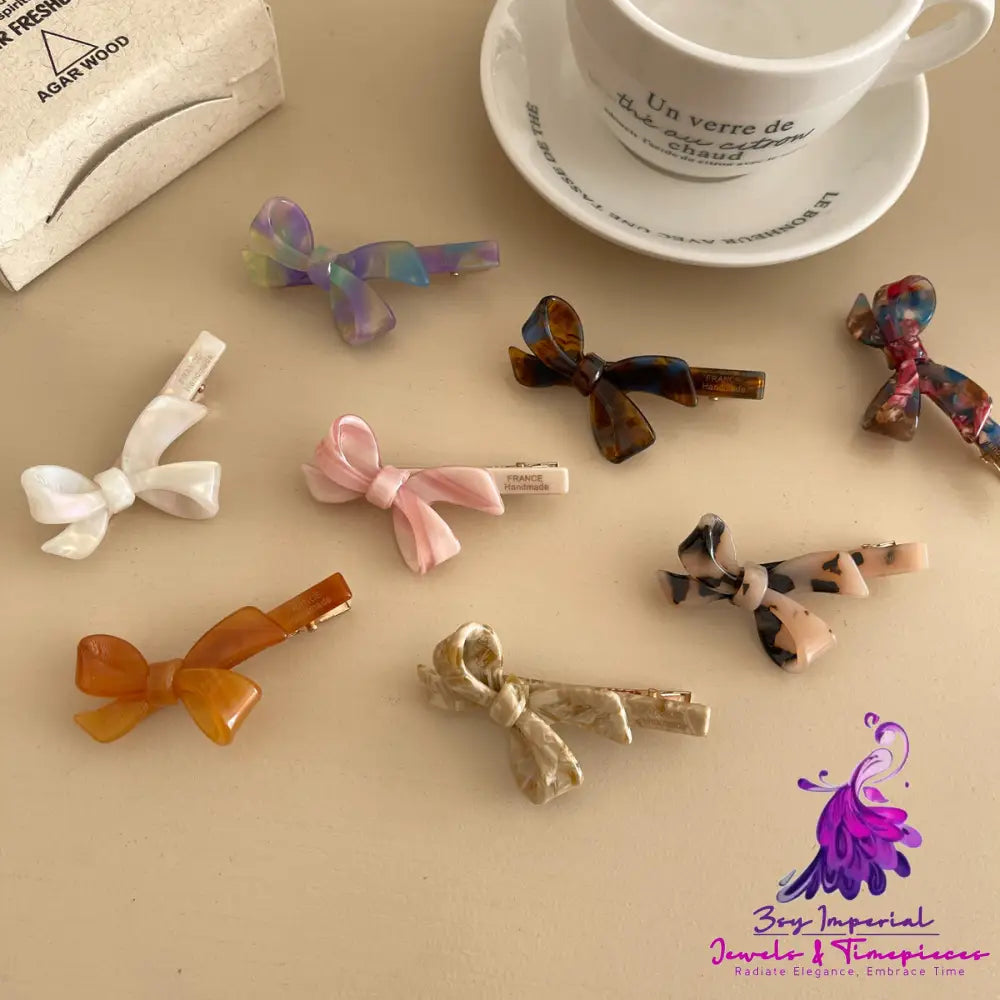 Acetate Long Bow Barrettes Girl